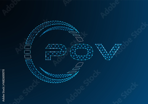 POV low poly letter logo vector design. POV lower poly logo design. Low poly logo.
