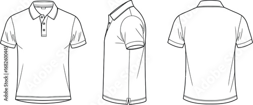 Polo shirt template vector technical sketch fashion design flat