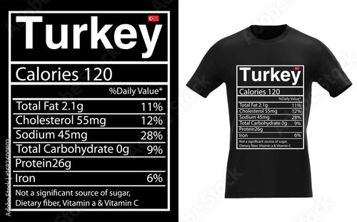 Funny Turkey Nutrition Facts Thanksgiving Costume Matching