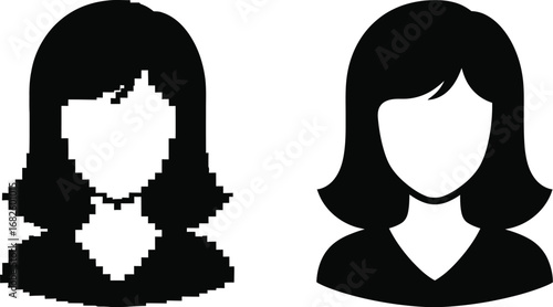 Woman avatar pixelated and smooth vector icon comparison design