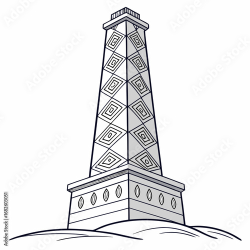 Towering Architectural Illustration with Diamond Design