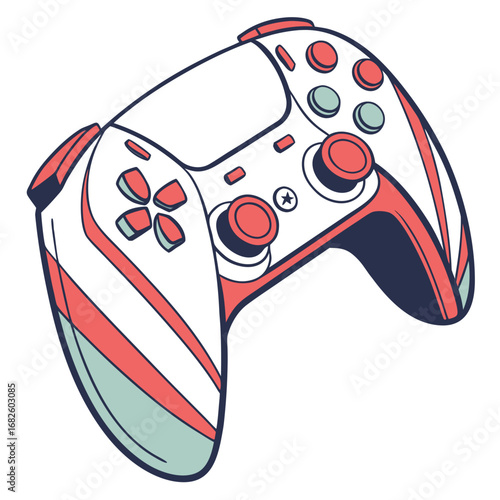 Colorful VR Controller Vector Illustration in Center
