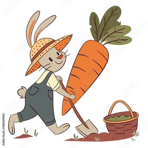Whimsical Bunny with Carrot Illustration Design