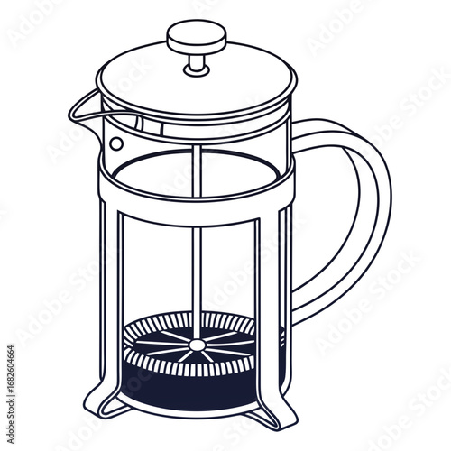 French Press Silhouette Brewing Delight in Minimalist Style