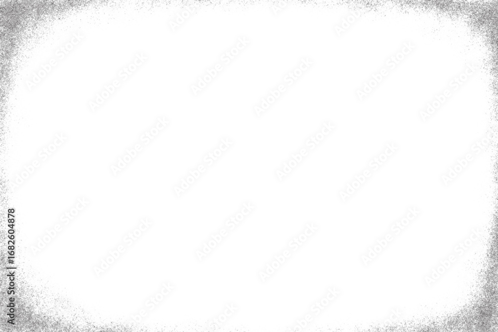 Fototapeta premium Noisy grainy gradient frame. Stipple grunge border on white background. Dotted sandy vector dust gradation. Gritty retro rectangle graphic.