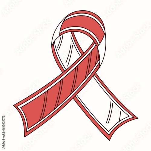 Flat Red Ribbon Folded Stylishly in Layers Centered