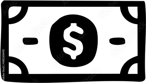 Simple Dollar Bill Money Icon Illustration.