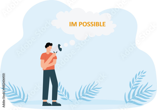 Businessman smashes a word impossible with a hammer concept
