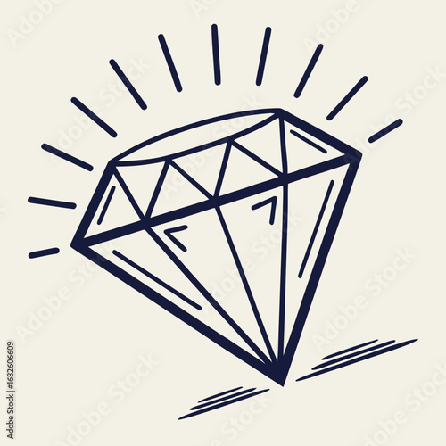 Shining Diamond Gemstone Isolated on Cream Background