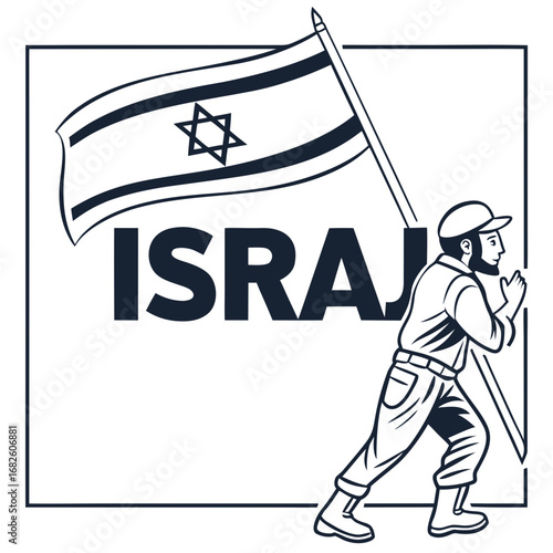 Israeli Patriot with Flag Vector Graphic