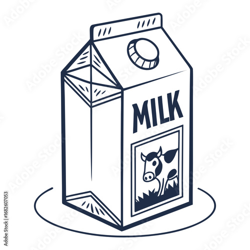 Milk Carton Simple Vector Illustration of Dairy Drink