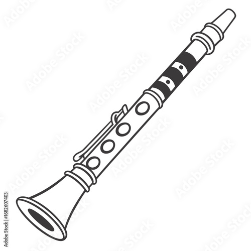 Clarinet Outline Musical Instrument Vector Graphic