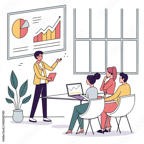 : Vector Illustration of Business Presentation in Office
 Adobe Illustrator Artwork