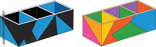Colorful geometric storage boxes desk organizer product display