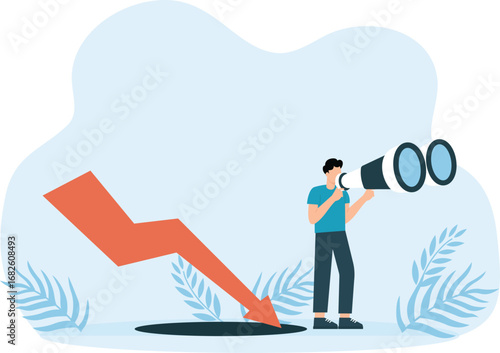  Financial crisis and Global economic money problem, Businessman Bankruptcy unpaid loan debt, investment failure company startup collapse, people and falling arrow concept
