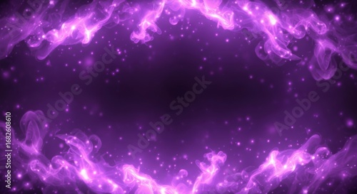 Wallpaper Mural Abstract Purple Light Border with Swirling Smoke and Glowing Particles on Black Torontodigital.ca