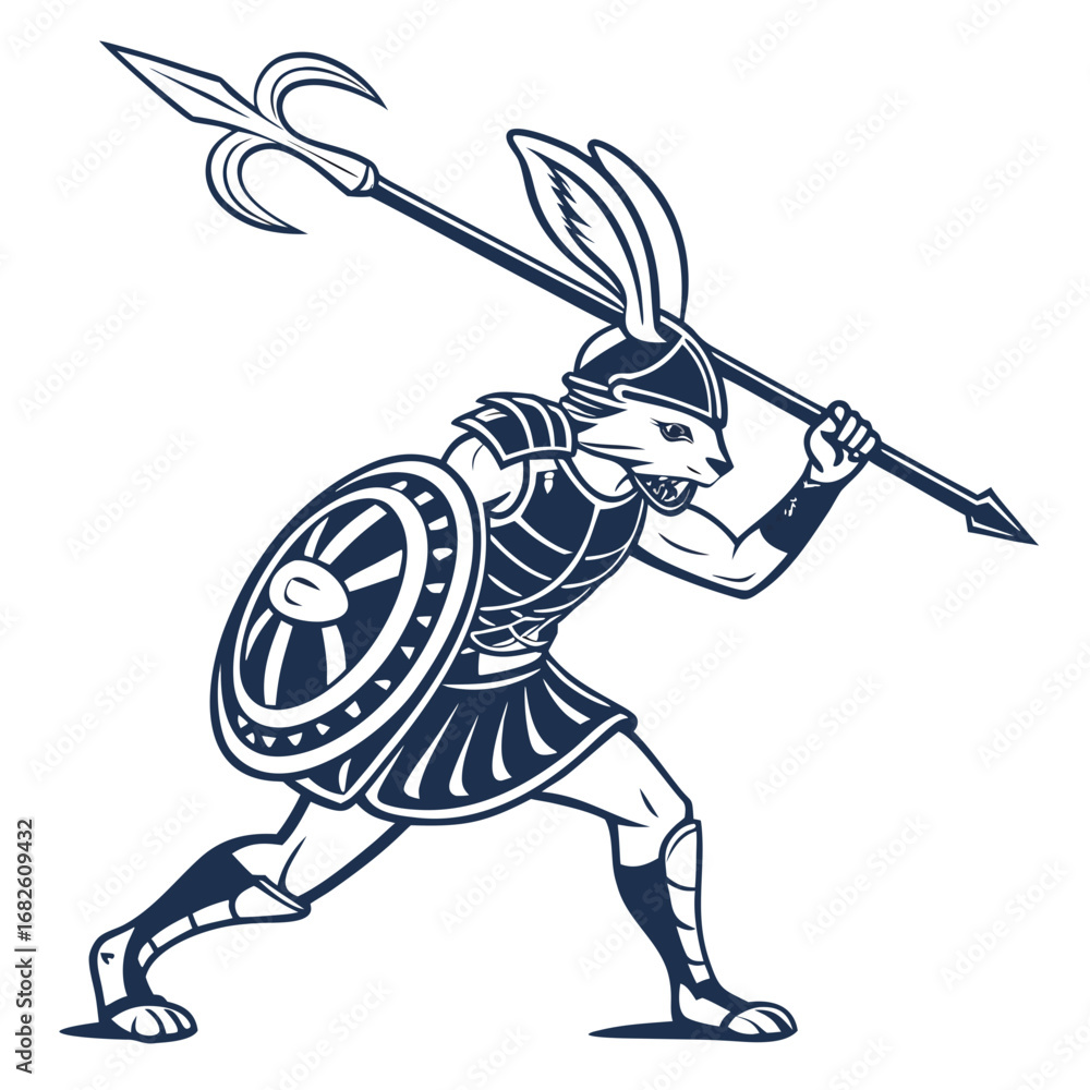 Fototapeta premium Rabbit Warrior Armed and Ready for Battle