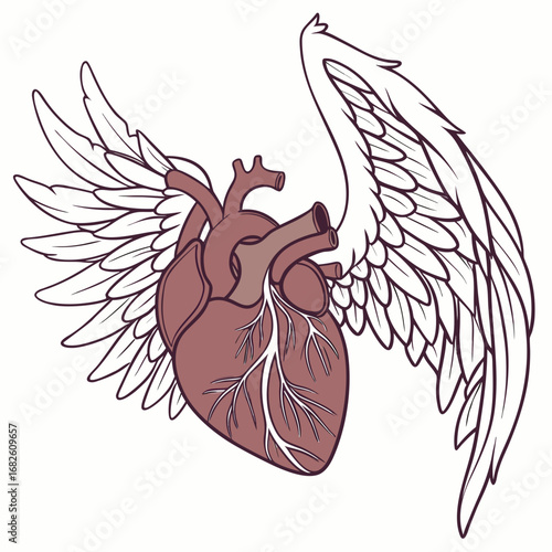Anatomical Heart with Wings