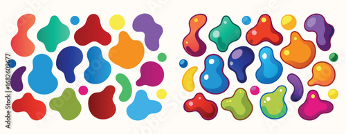 Vibrant abstract blob shapes assortment funky colorful organic forms fluid design elements