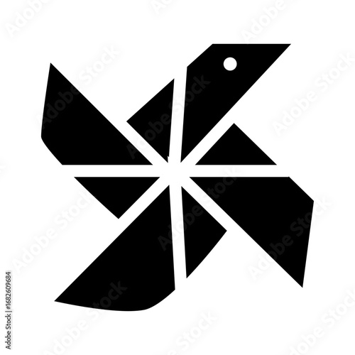 black paper pinwheel glyph icon vector illustration