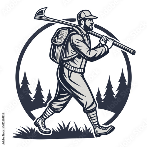 Hunter Silhouette Vector Art Forest Adventure Scene