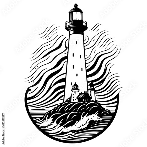 Beacon illuminating the coast a guiding light through the darkness an emblem of maritime safety