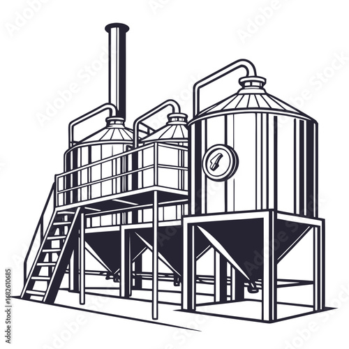 Brewery Equipment Silhouette Industrial Beer Production