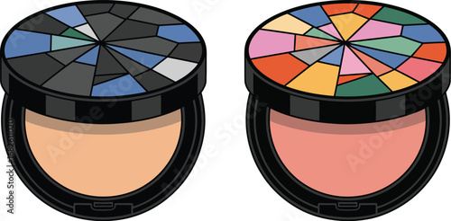 Compact powder makeup cosmetic beauty product illustration art