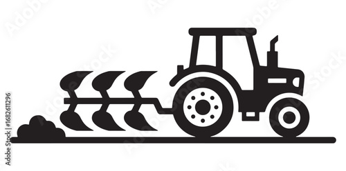 Tractor plow silhouette vector