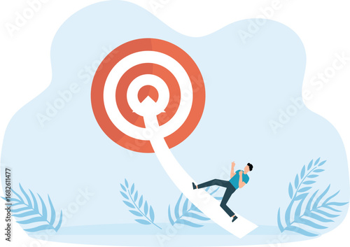 Business goal and business opportunity, Businessman running on the upward arrow into the goal and career or investment opportunity symbol, The financial market and stock exchange and symbol of success