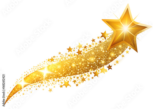 Wallpaper Mural Golden shooting star with a trail of glittering stars and particles, isolated on transparent background Torontodigital.ca