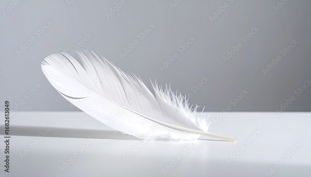Obraz premium Single White Feather: Minimalist Purity Concept