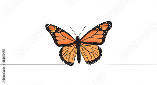 Vibrant monarch butterfly illustration soaring gracefully, perfect for nature, design, and art projects