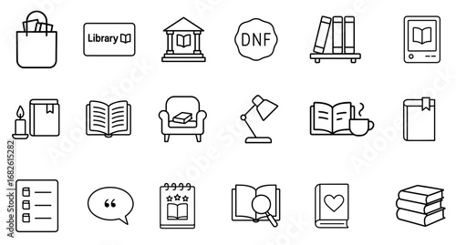 Book Reading icons set. vector. editable	