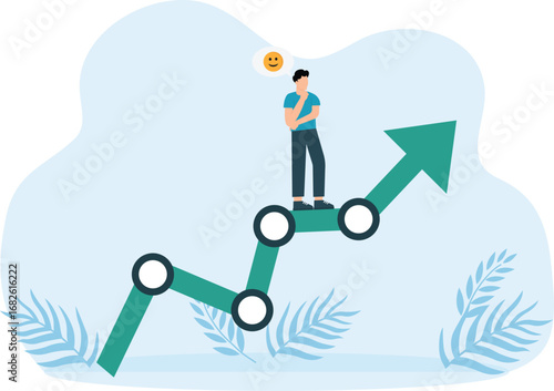 Economic crisis and business crisis, Businessman lying on a graph and having a nightmare concept,
