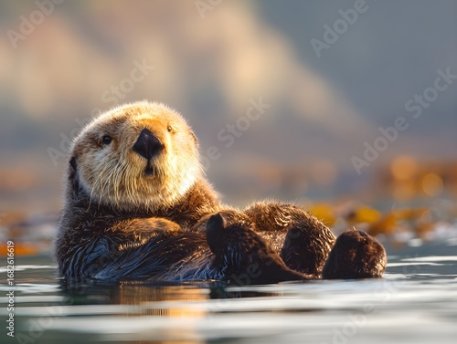 The otter sleeping cutely