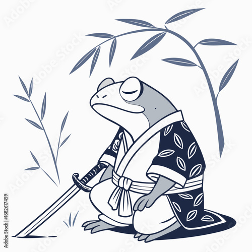 Serene Samurai Frog A Guardian's Peaceful Vigil