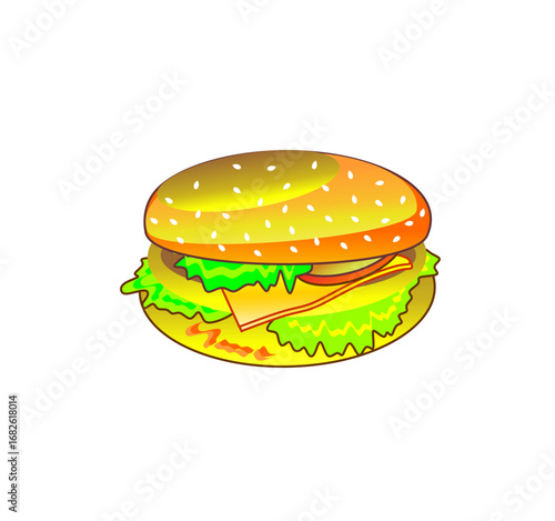Burger pattern. Doodle burger pattern background.
Doodle cheese burger of hamburger pattern background. Vector illustration.