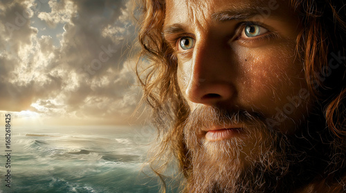  jesus God christ on the cross in the sky clouds over the mountains Christian faith clouds
