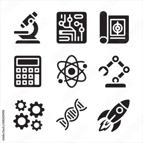 stem day vactor art icon pack set icon bandle banner silhouette 9 disign 