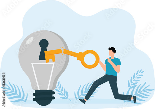 Broken key cannot be unlocked, Failure or mistake causing idea lost, losing business competition and losing business concept,
