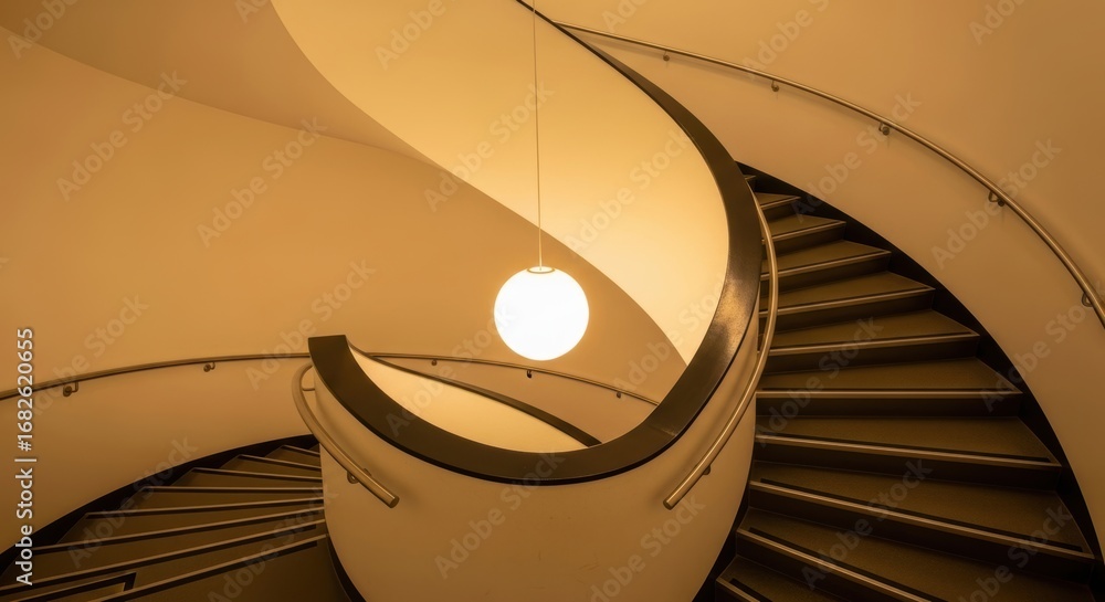 Obraz premium Elegant spiral staircase with modern design and unique lighting