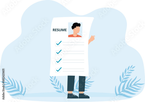 Businessman present his working profile for hiring, Resume profile to apply for new job and searching for personal to work concept,
