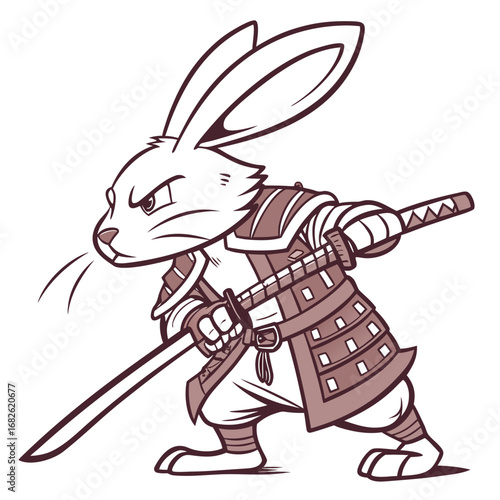 Mystical Samurai Rabbit Warrior A Vector Illustration