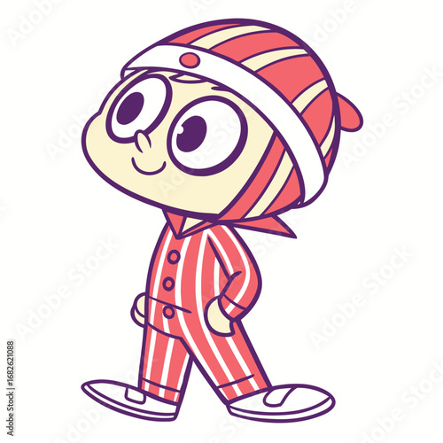 Adorable Cartoon Character in Pajamas Vector Illustration