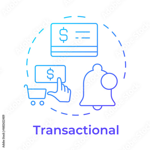 Transactional blue gradient concept icon. Financial service, business. Purchase, commerce. Round shape line illustration. Abstract idea. Graphic design. Easy to use in presentation, infographic