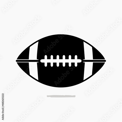 American Football Ball Vector Icon in Black and White, Minimal Flat Sports Equipment Symbol Isolated on White Background