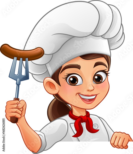 Cartoon female chef woman s...