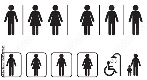 Set of male and female toilet sign icons, sanitar symbol