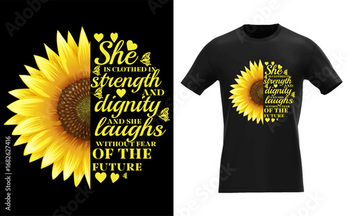 Christian Bible Verse Sunflower Scripture Religious Gift Her T-Shirt